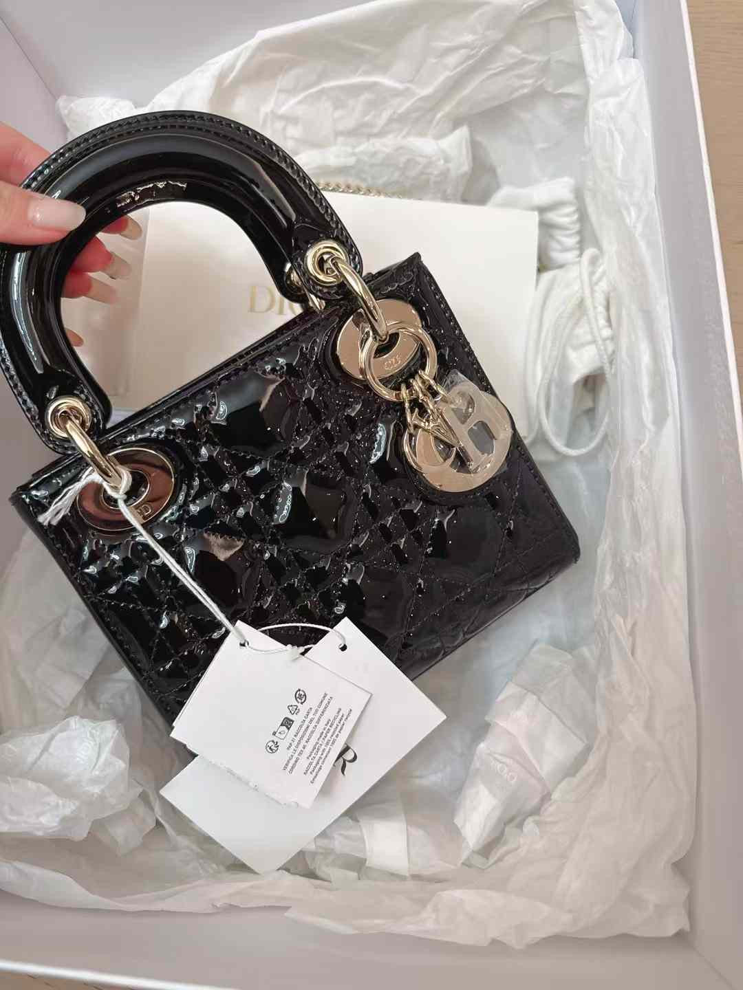 Lady Dior Black Patent Cannage Leather - Brand New (7879293730876)