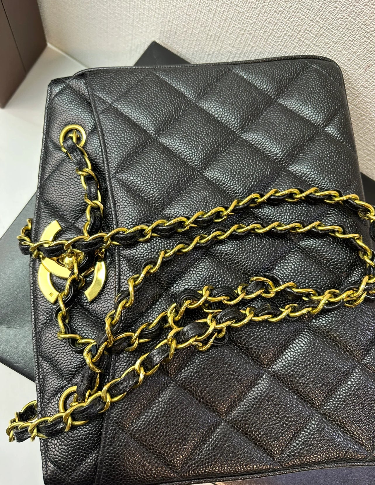 Vintage CHANEL Black Caviar Leather Classic Tote (7933407625276)