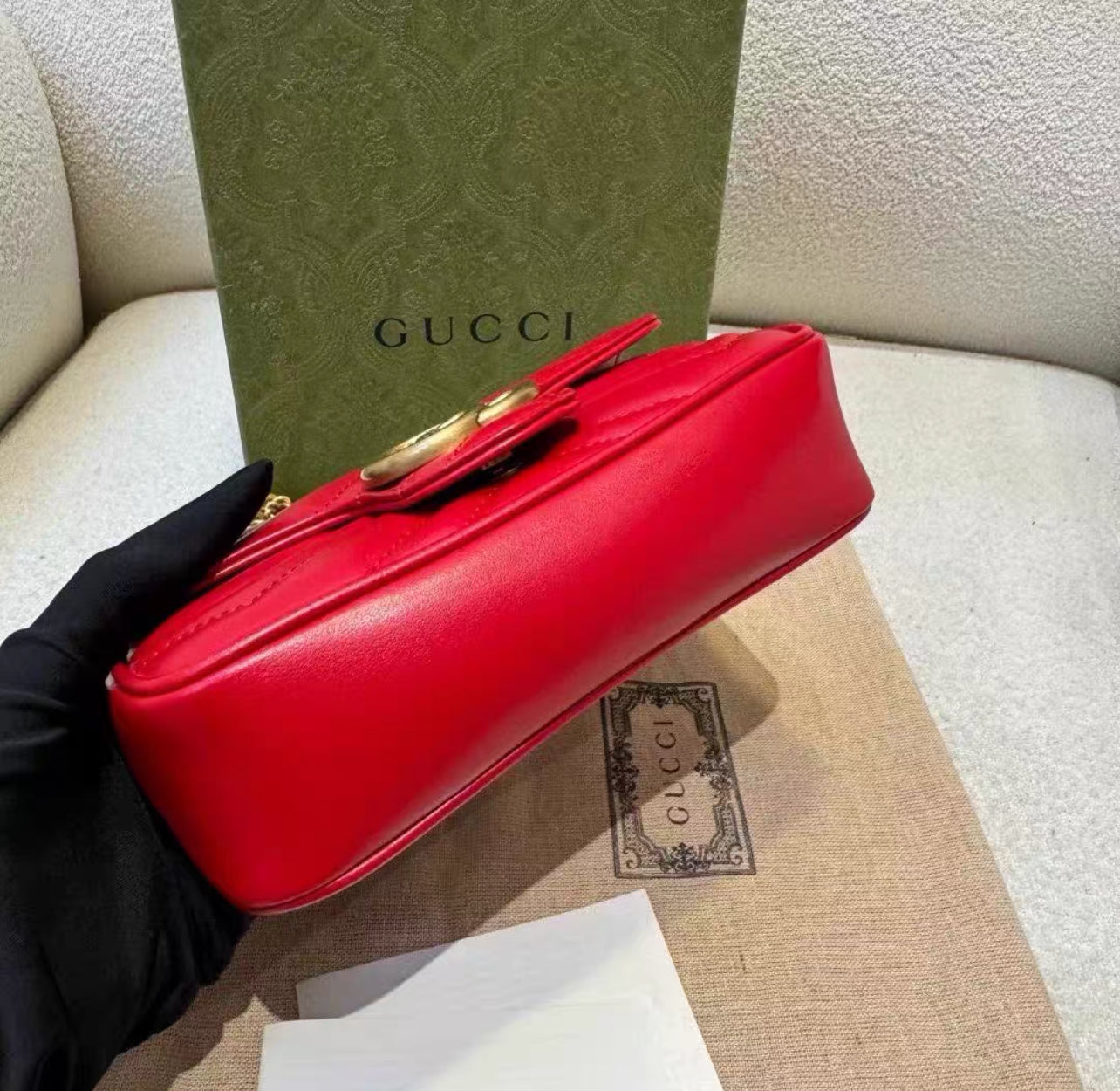 Gucci GG Marmont Super Mini Bag Red Brand New (8621944471612)