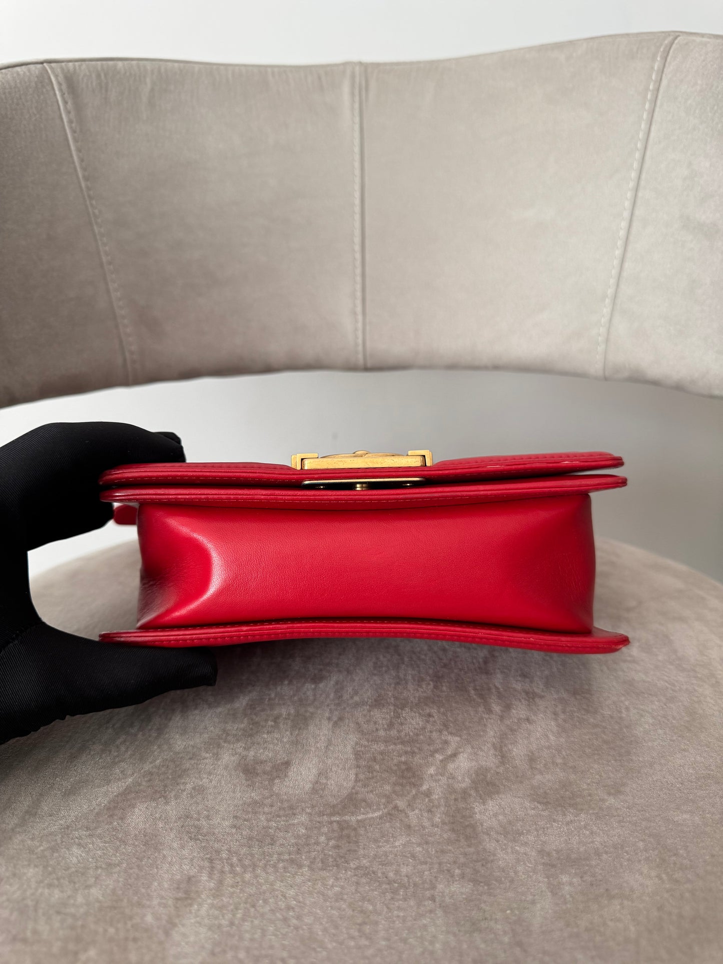 Chanel Le Boy Bag Red Quilted Calfskin (7919454355516)