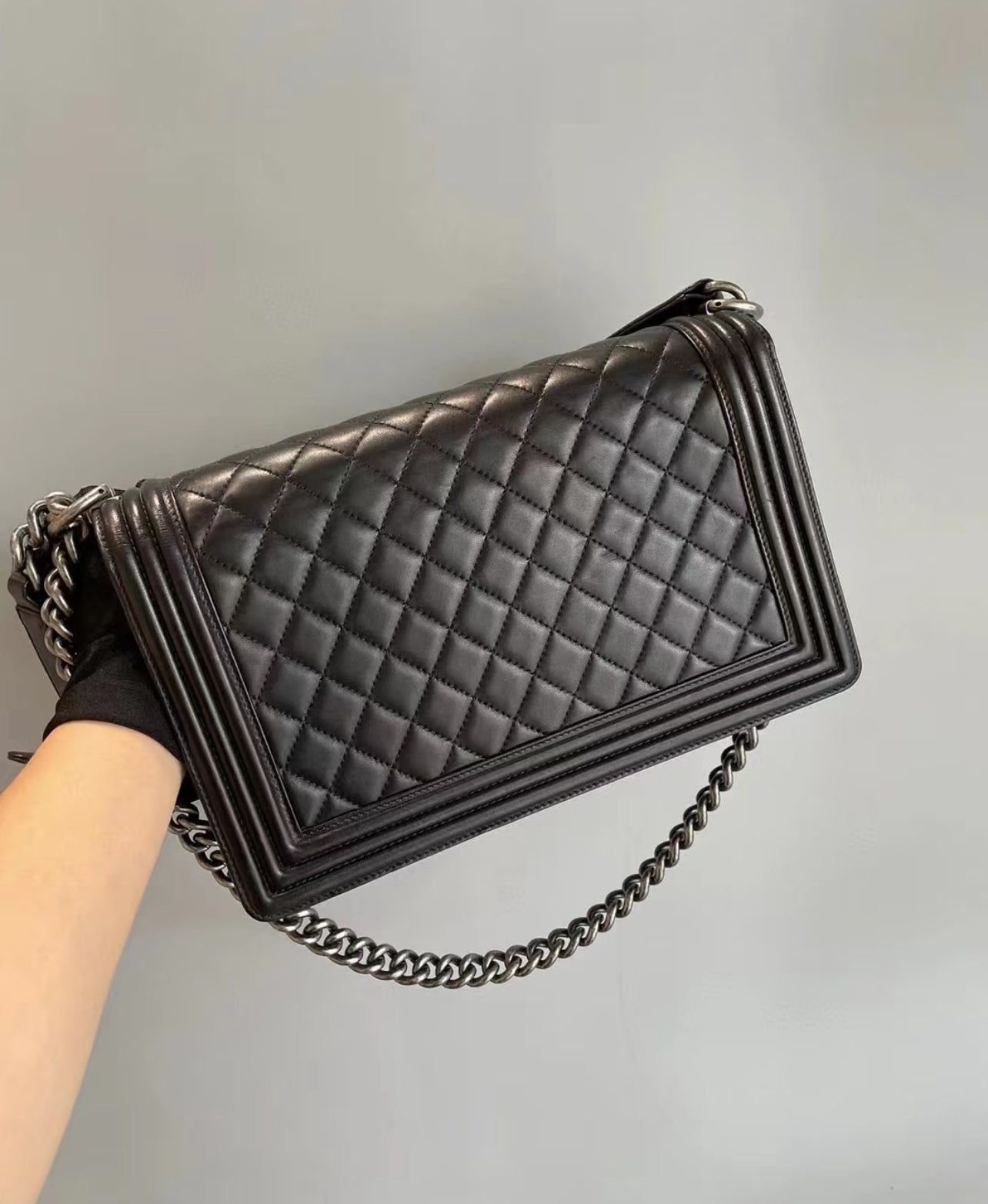 Chanel Black Quilted Leather Large Boy Bag (7970708488252)
