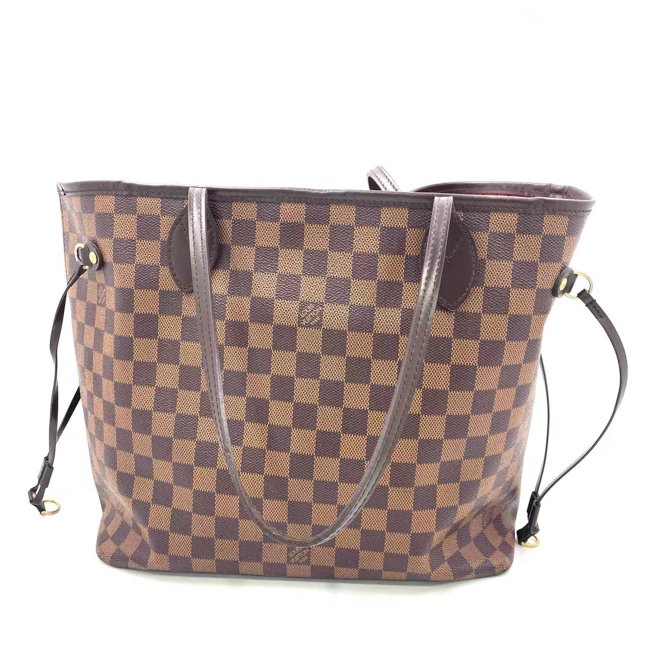 Louis Vuitton Neverfull MM – Damier Ebene Canvas (Red Interior) (8622904737852)