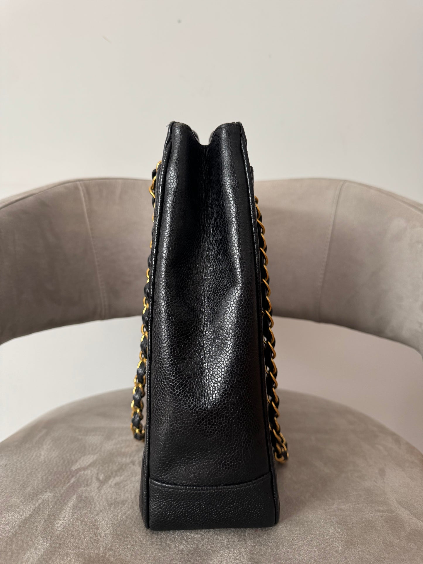 Vintage CHANEL Black Caviar Leather Classic Tote (7933407625276)