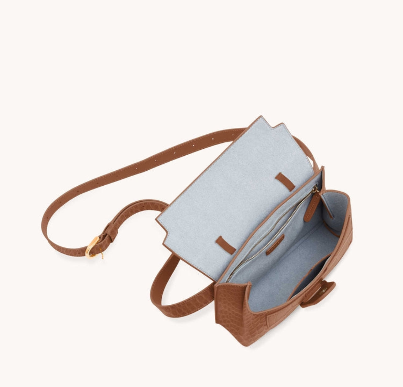 Senreve Aria Belt Bag Croc Embossed Leather – Cognac Brown (8009433514044)