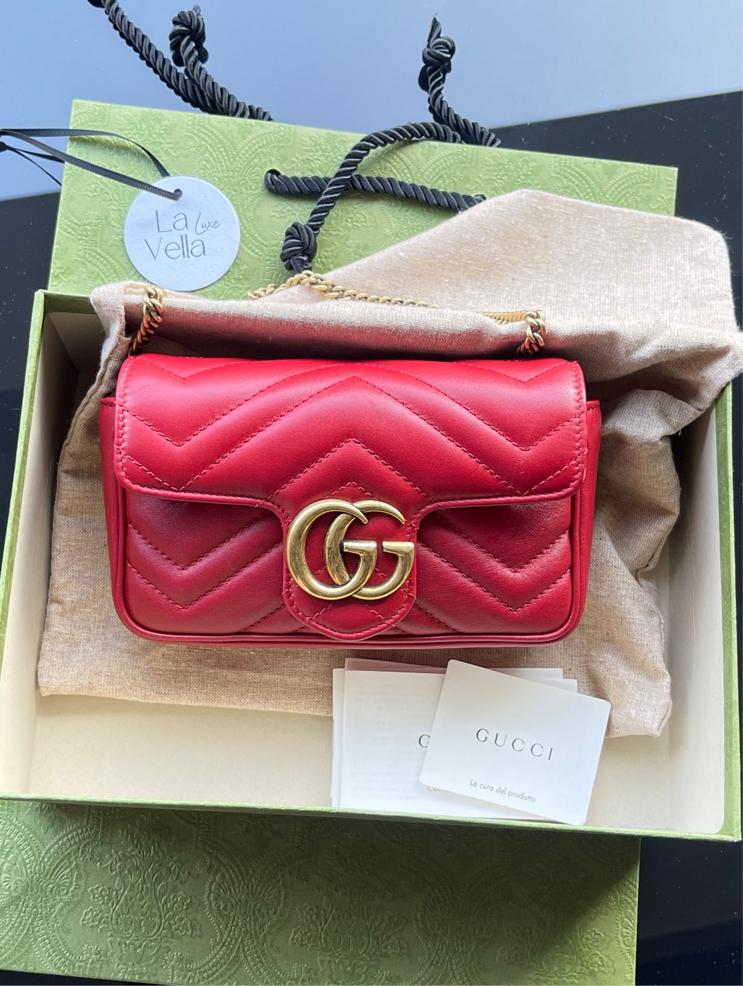 Gucci GG Marmont Super Mini Bag Red Brand New (8621944471612)
