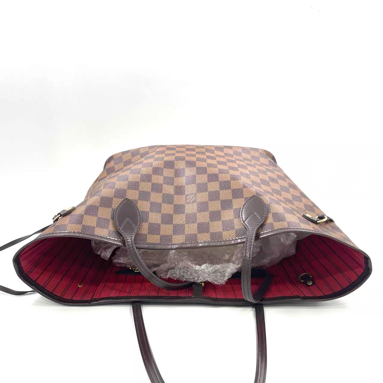 Louis Vuitton Neverfull MM – Damier Ebene Canvas (Red Interior) (8622904737852)