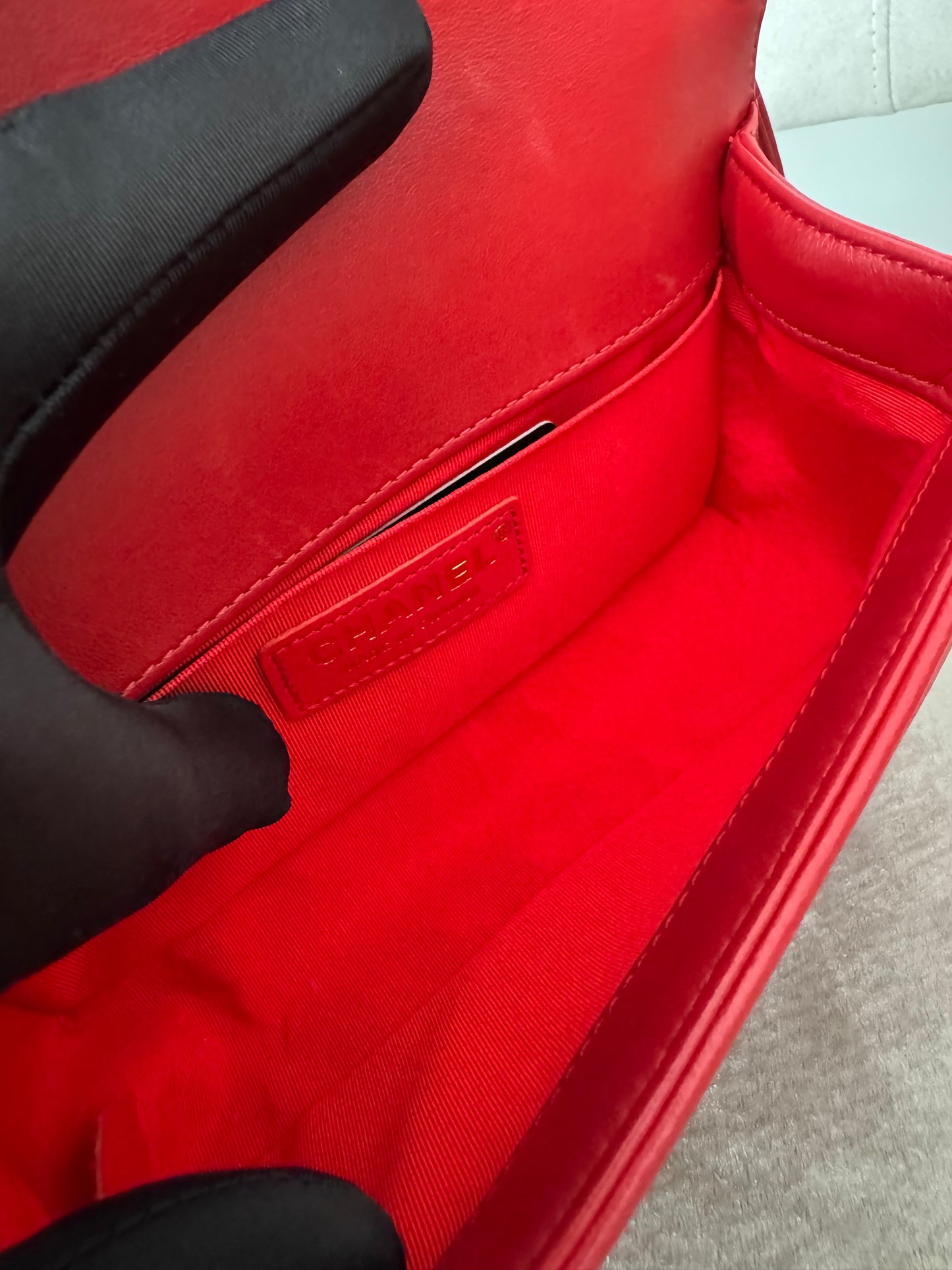 Chanel Le Boy Bag Red Quilted Calfskin (7919454355516)