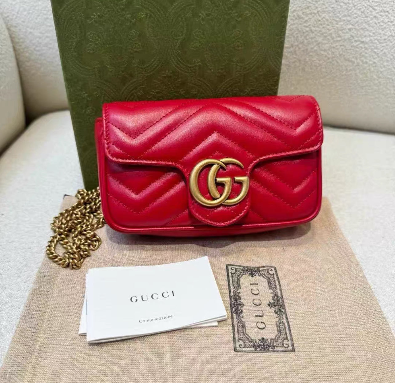 Gucci GG Marmont Super Mini Bag Red Brand New (8621944471612)