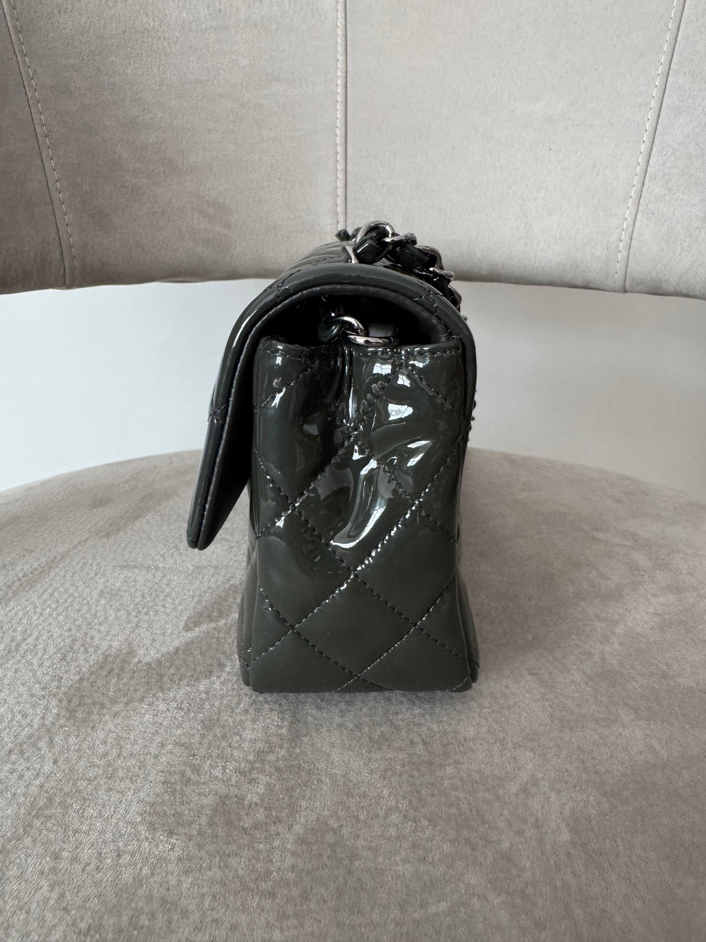 CHANEL Patent Quilted Mini Flap Bag (7922983862332)