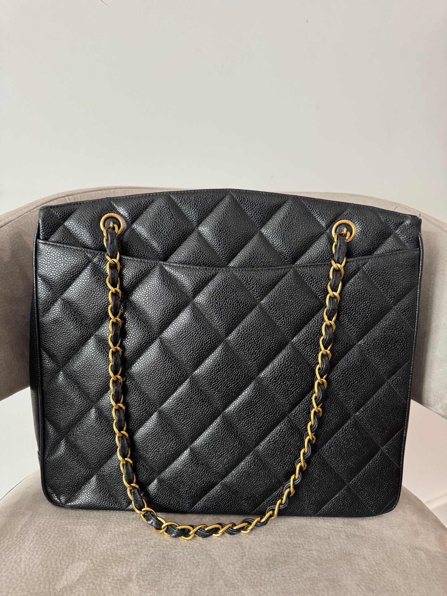 Vintage CHANEL Black Caviar Leather Classic Tote (7933407625276)