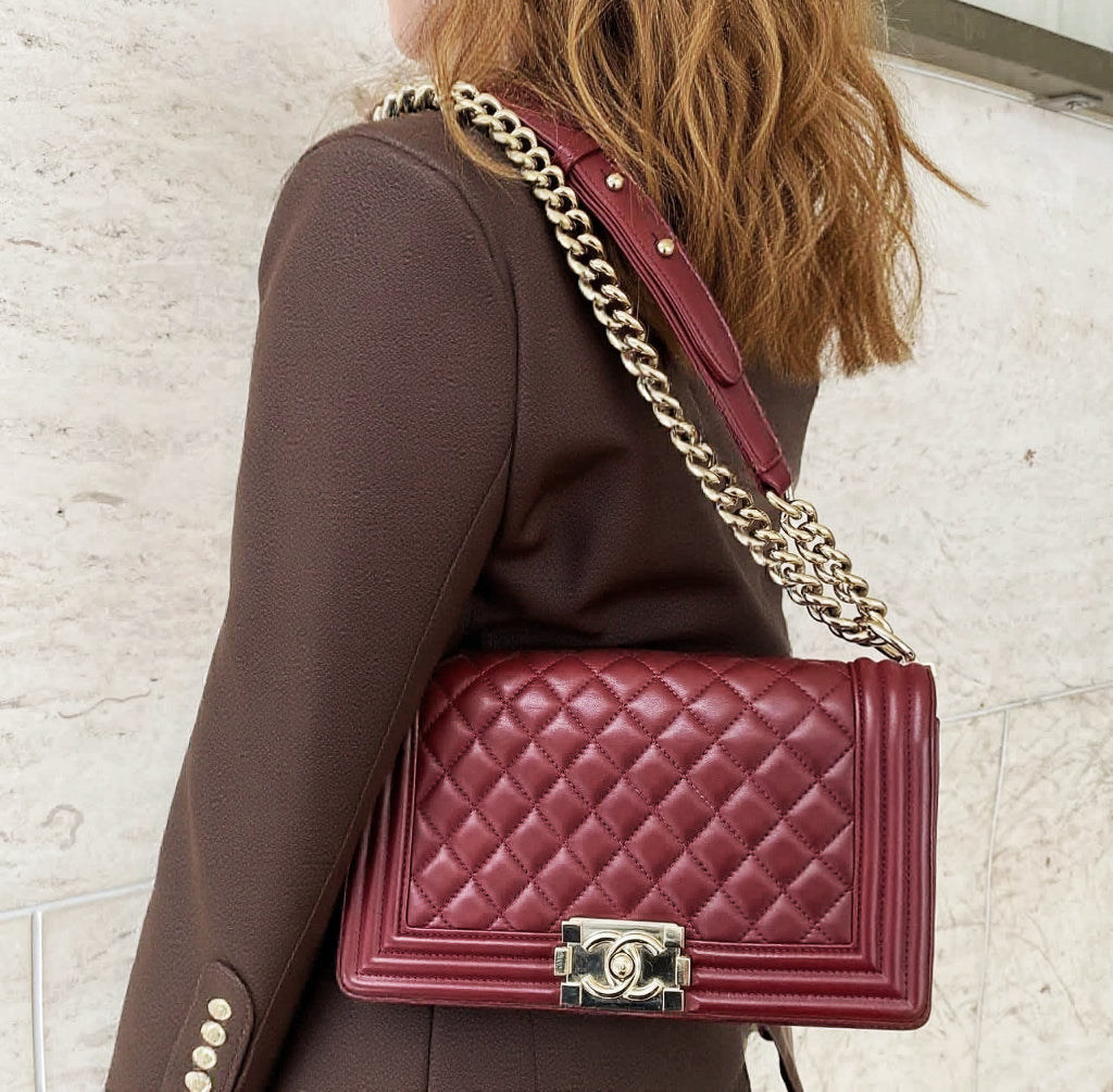 Chanel Boy Bag – Quilted Burgundy (7933556129852)