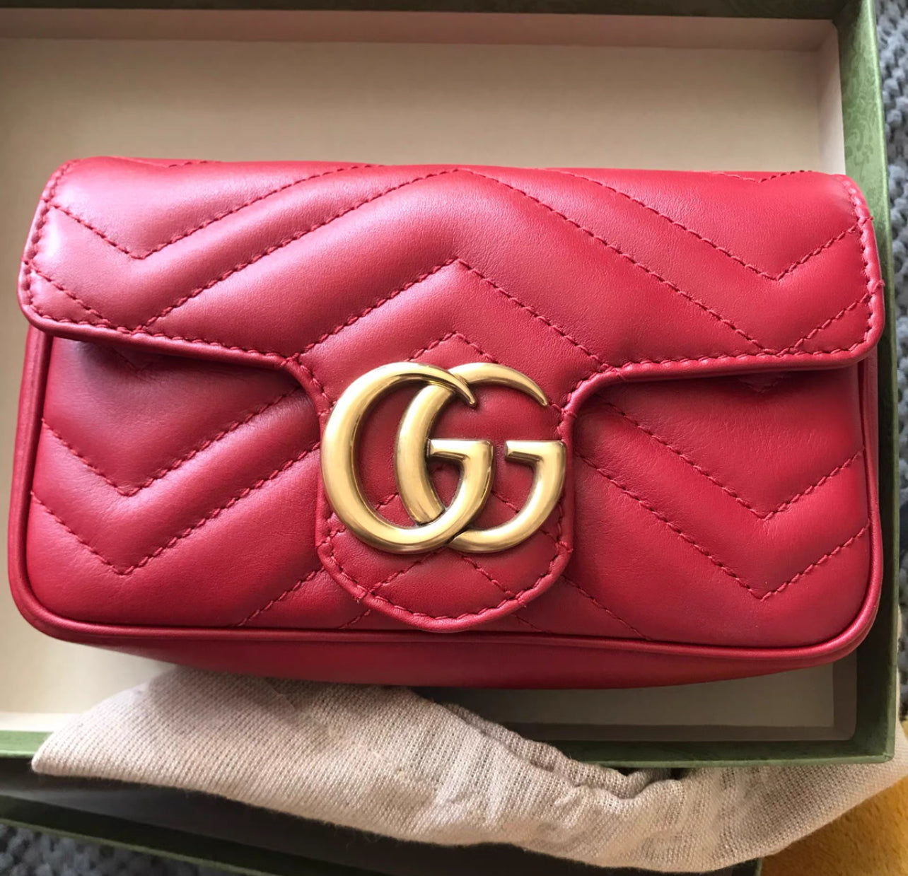 Gucci GG Marmont Super Mini Bag Red Brand New (8621944471612)