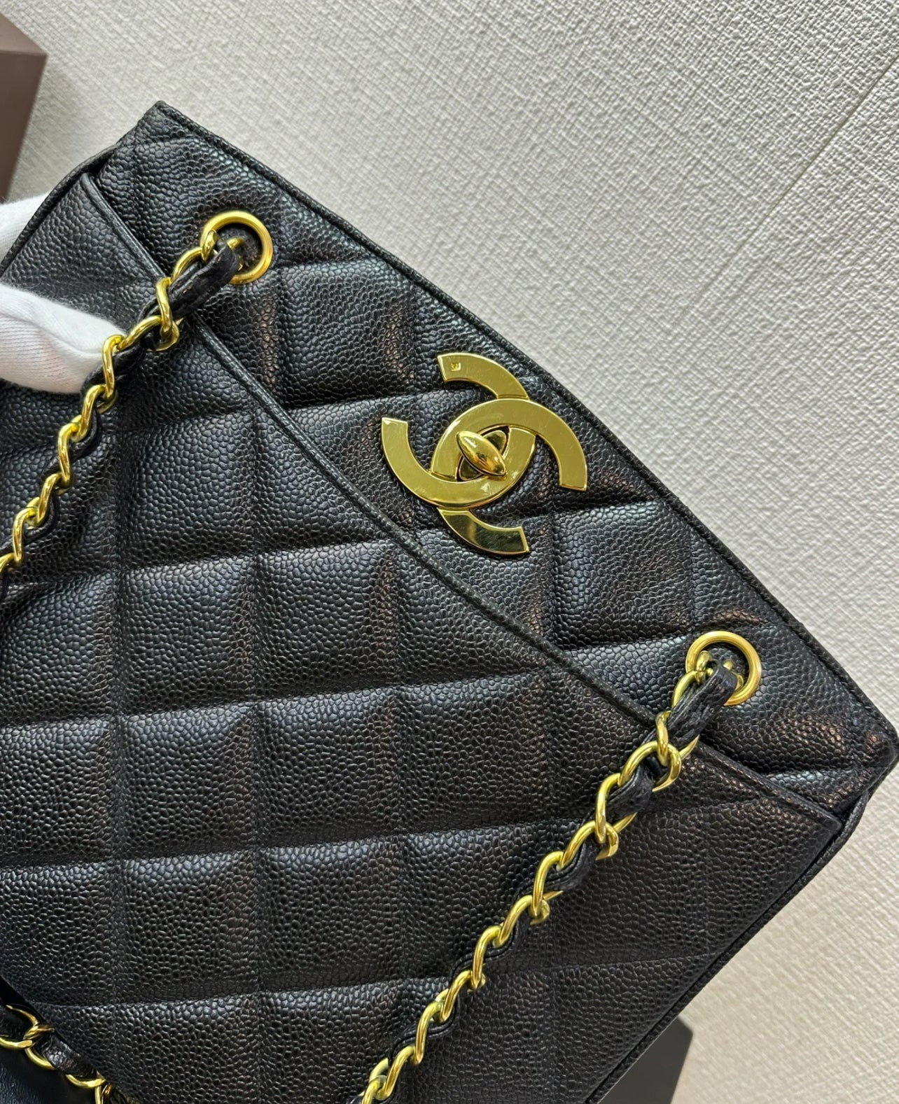 Vintage CHANEL Black Caviar Leather Classic Tote (7933407625276)