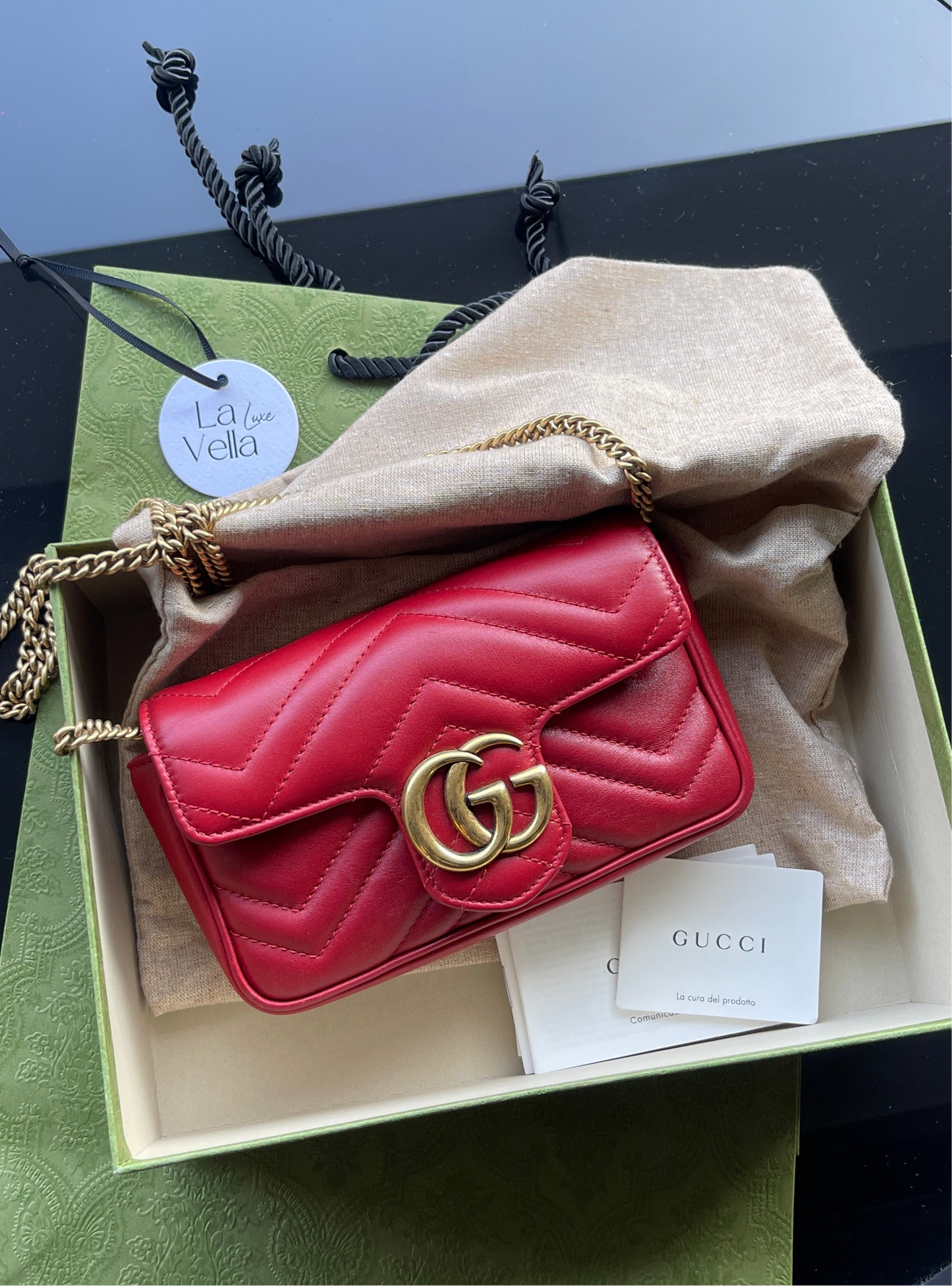 Gucci GG Marmont Super Mini Bag Red Brand New (8621944471612)