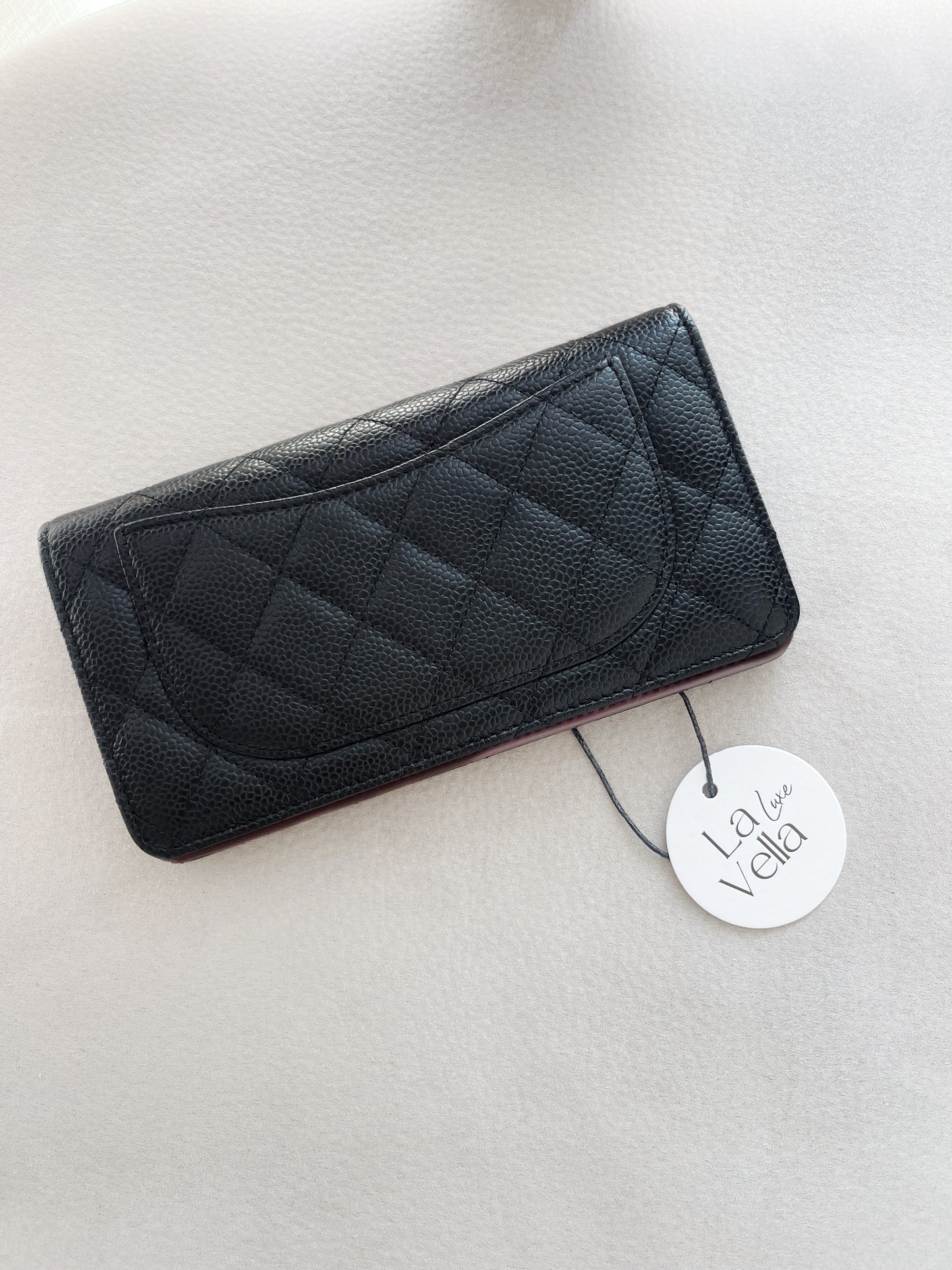 Chanel Black Quilted Caviar Yen Wallet (7967196184636)