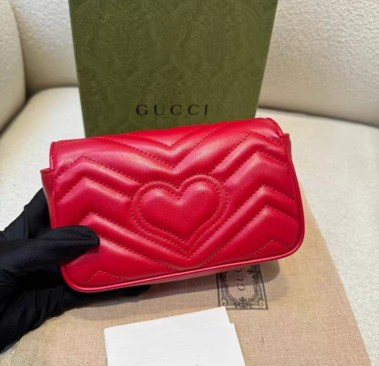 Gucci GG Marmont Super Mini Bag Red Brand New (8621944471612)