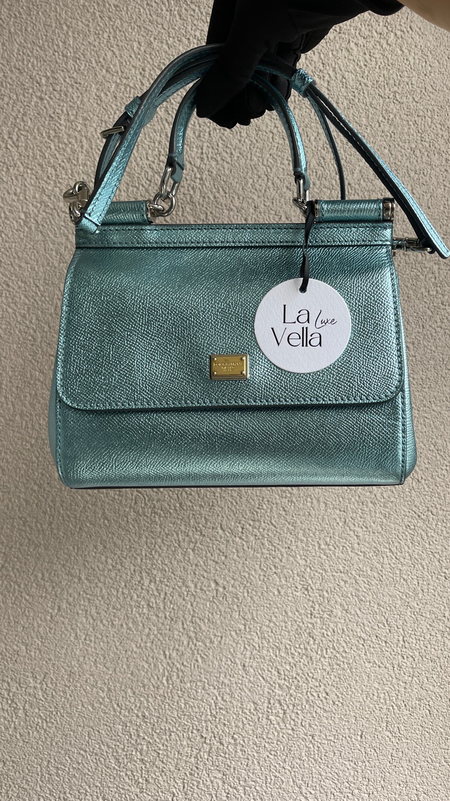 Dolce & Gabbana Mini Sicily Bag – Metallic Blue (8583207485500)
