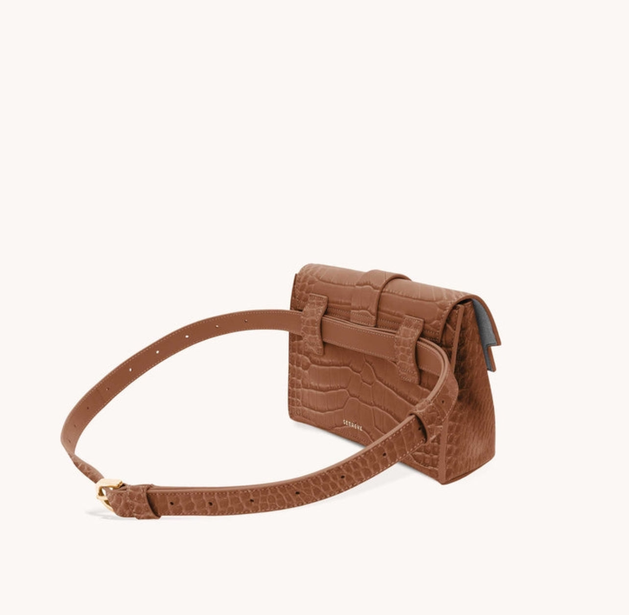 Senreve Aria Belt Bag Croc Embossed Leather – Cognac Brown (8009433514044)