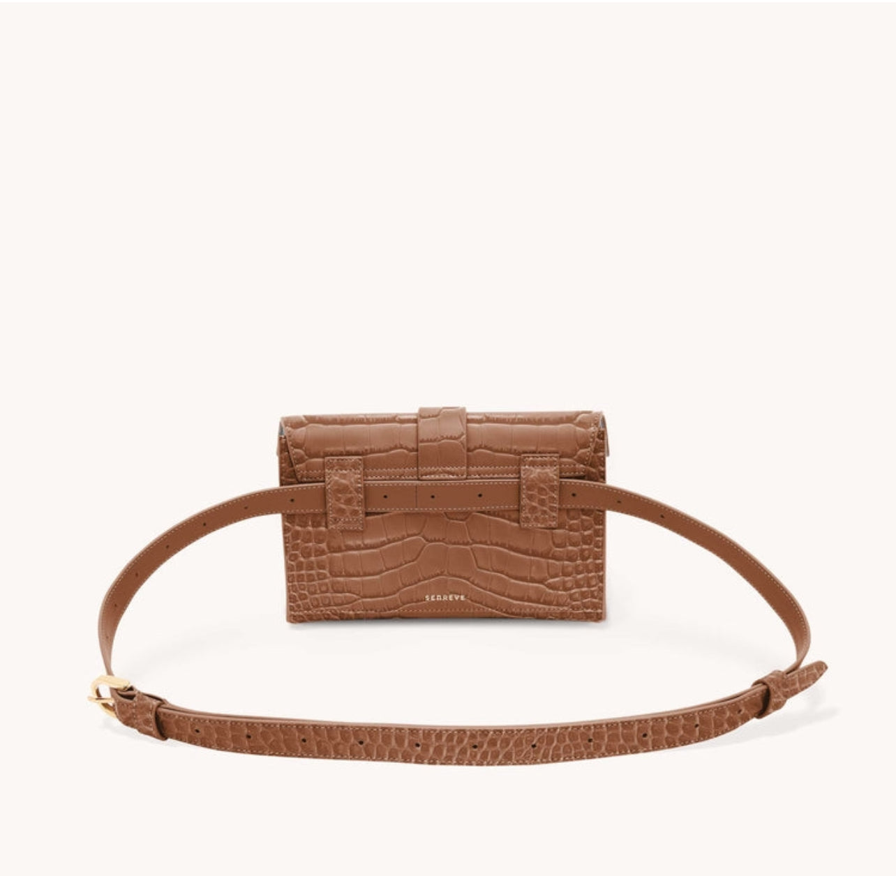 Senreve Aria Belt Bag Croc Embossed Leather – Cognac Brown (8009433514044)