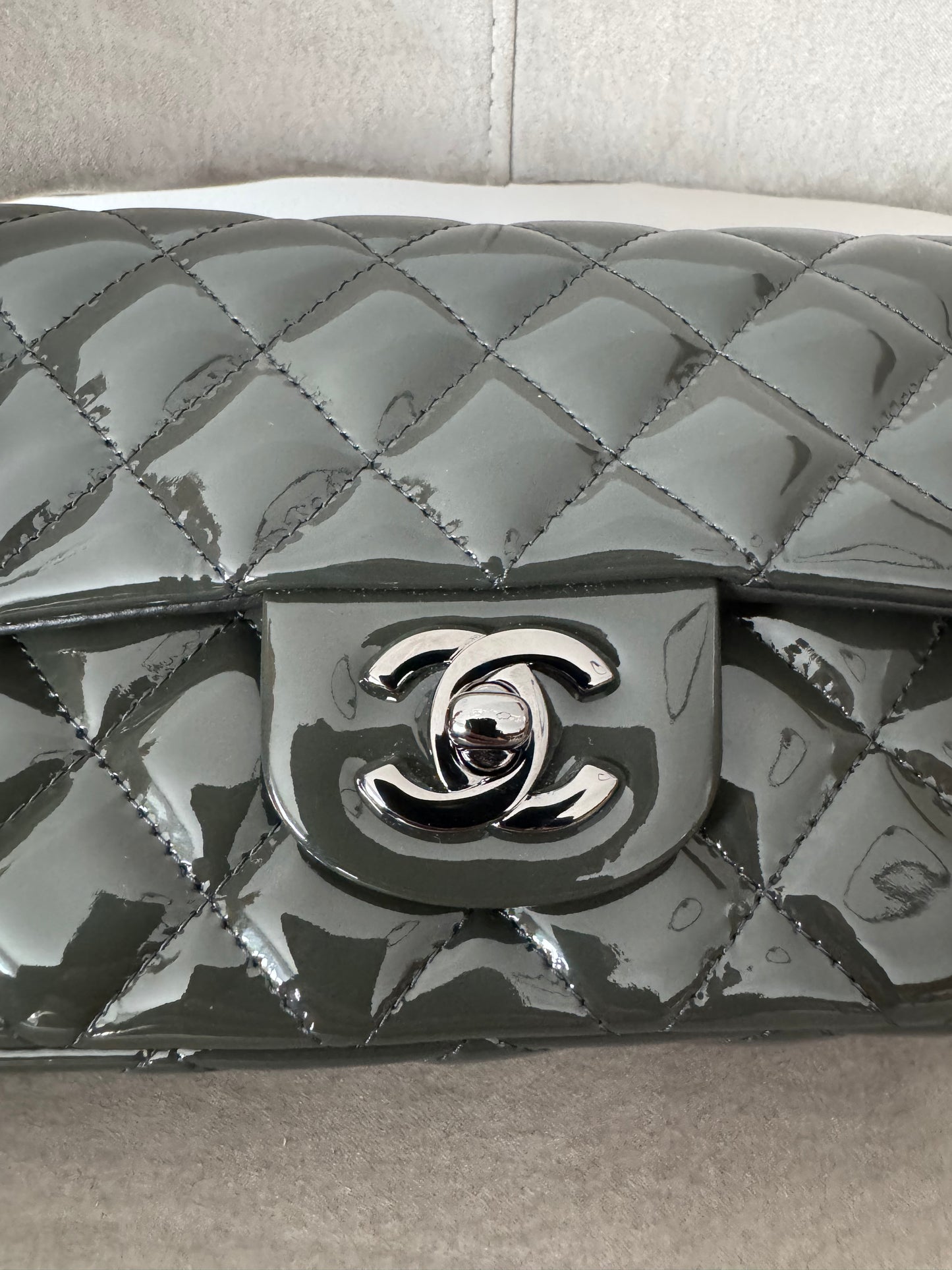 CHANEL Patent Quilted Mini Flap Bag (7922983862332)