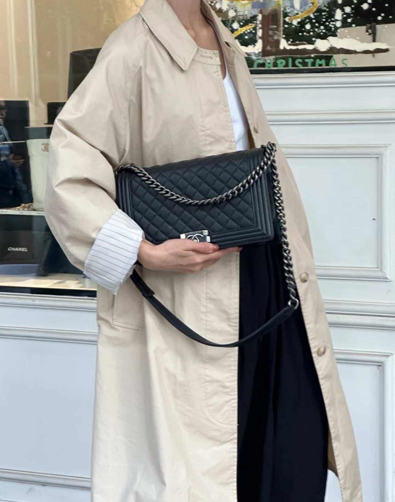 Chanel Black Quilted Leather Large Boy Bag (7970708488252)