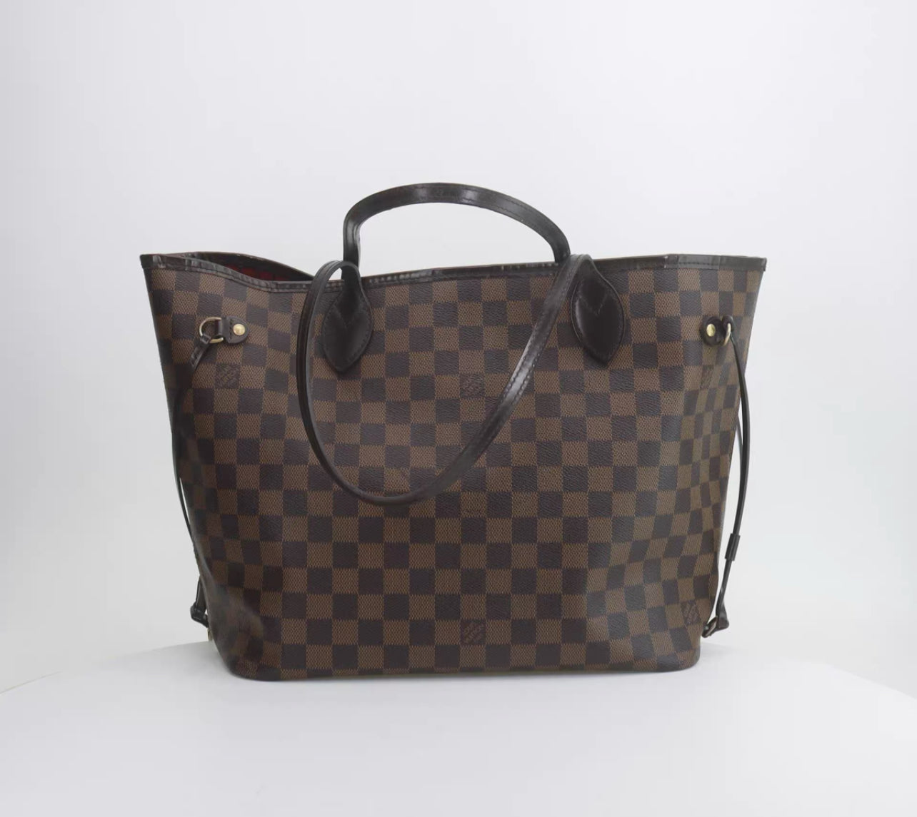 Louis Vuitton Neverfull MM – Damier Ebene Canvas (Red Interior) (8622904737852)