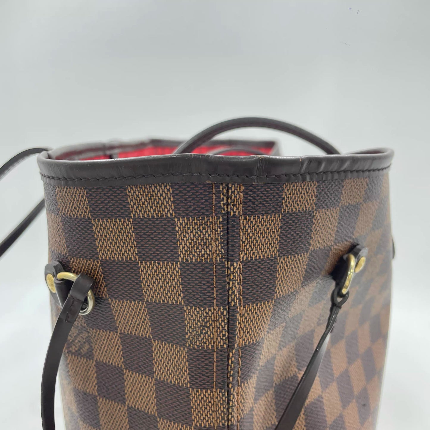 Louis Vuitton Neverfull MM – Damier Ebene Canvas (Red Interior) (8622904737852)