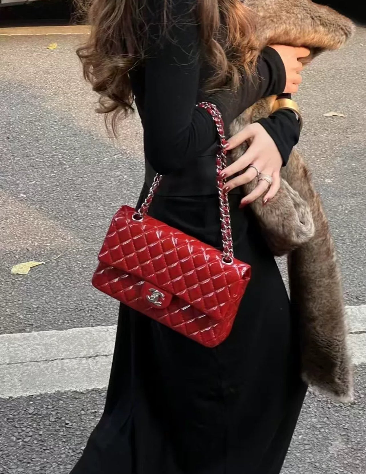 (副本)Chanel Classic Jumbo Flap Bag in Red Patent Leather (7919548760124)