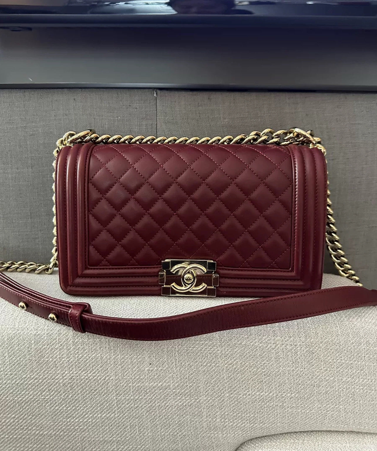 Chanel Boy Bag – Quilted Burgundy (7933556129852)