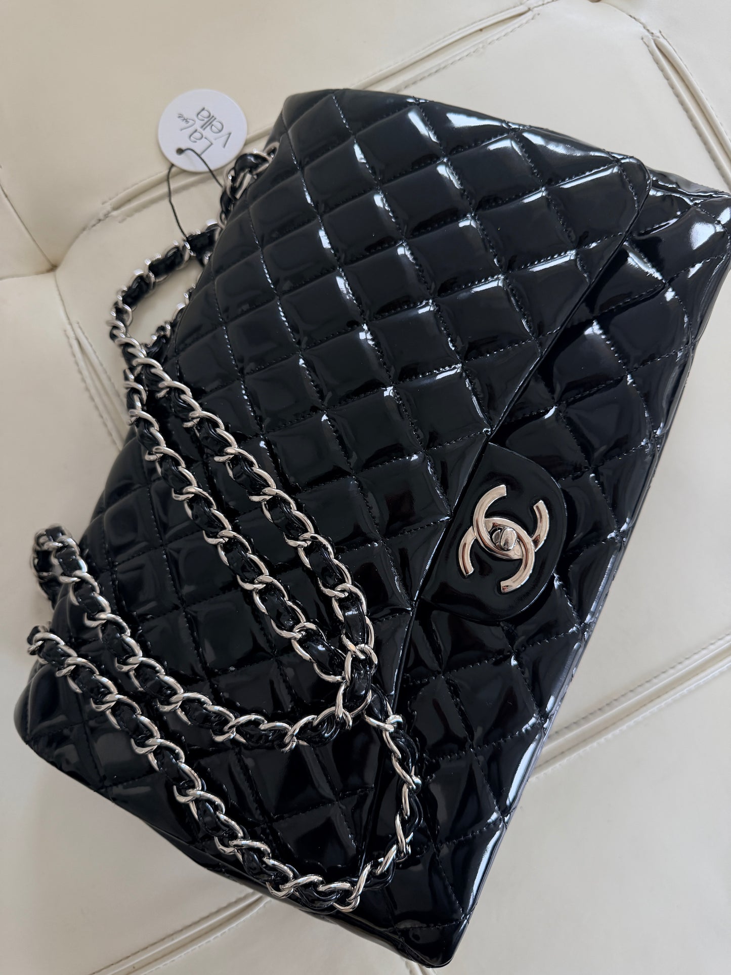 Chanel Classic Flap Jumbo Black Patent Leather