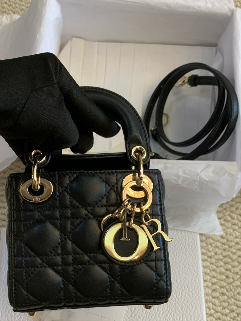 Lady Dior Black Leather Bag (7877580587068)