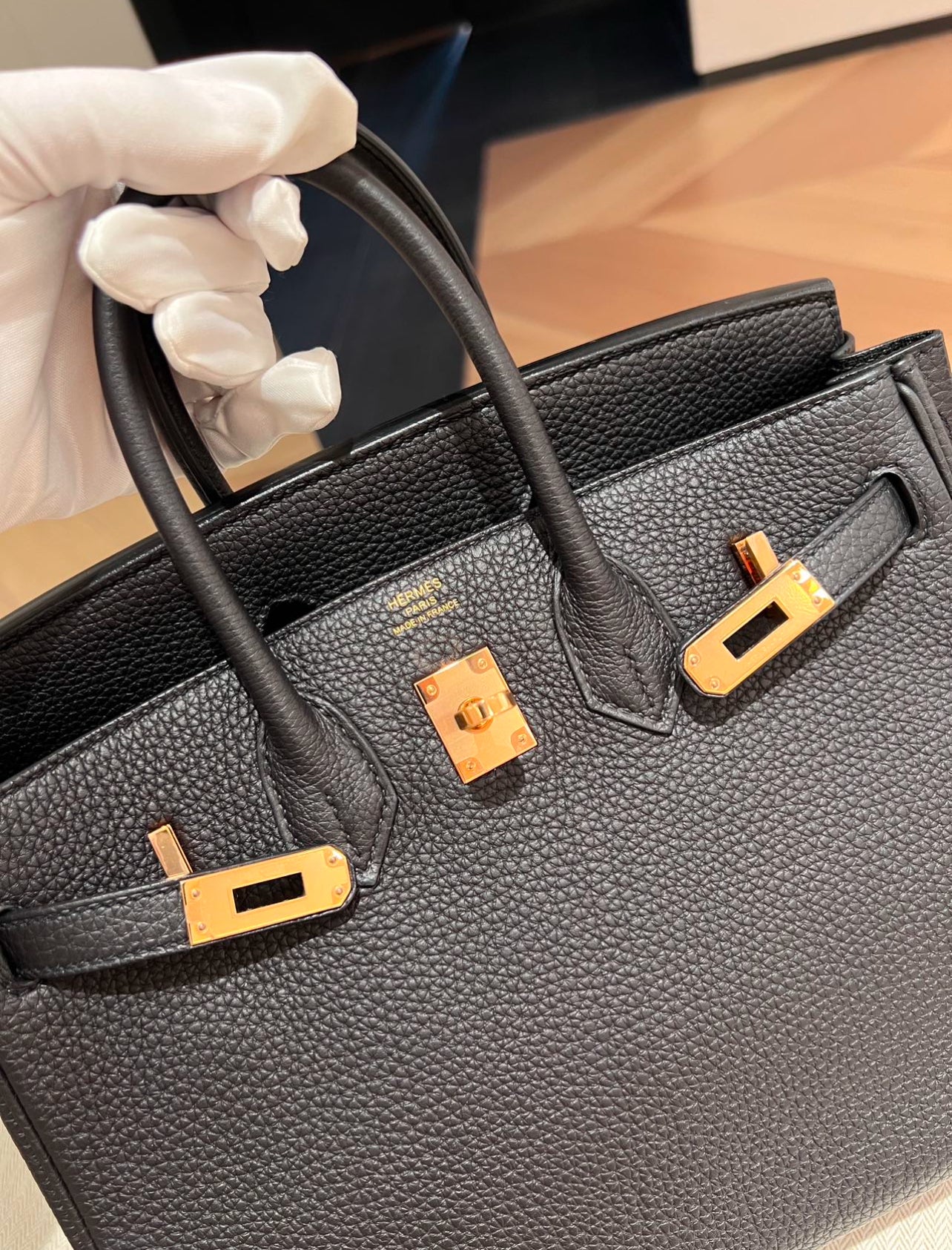 Birkin 25 Black Togo Stamp Z (7882807148604)