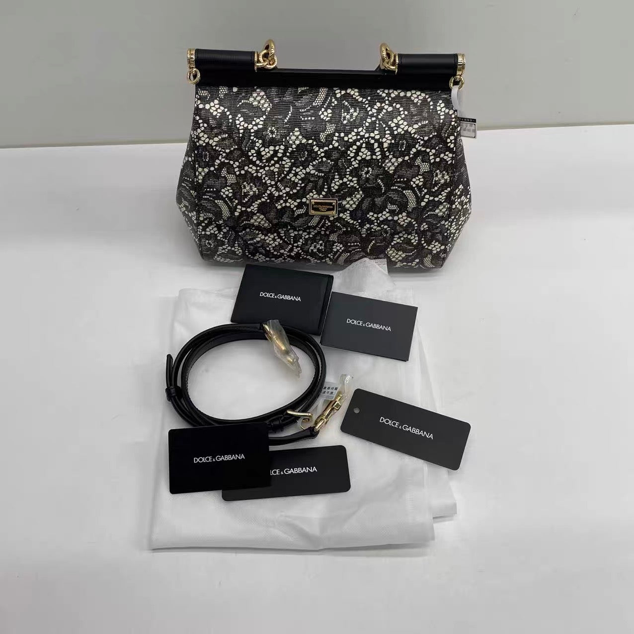 Dolce & Gabbana Miss Sicily Lace Top Handle Bag 26cm (New)