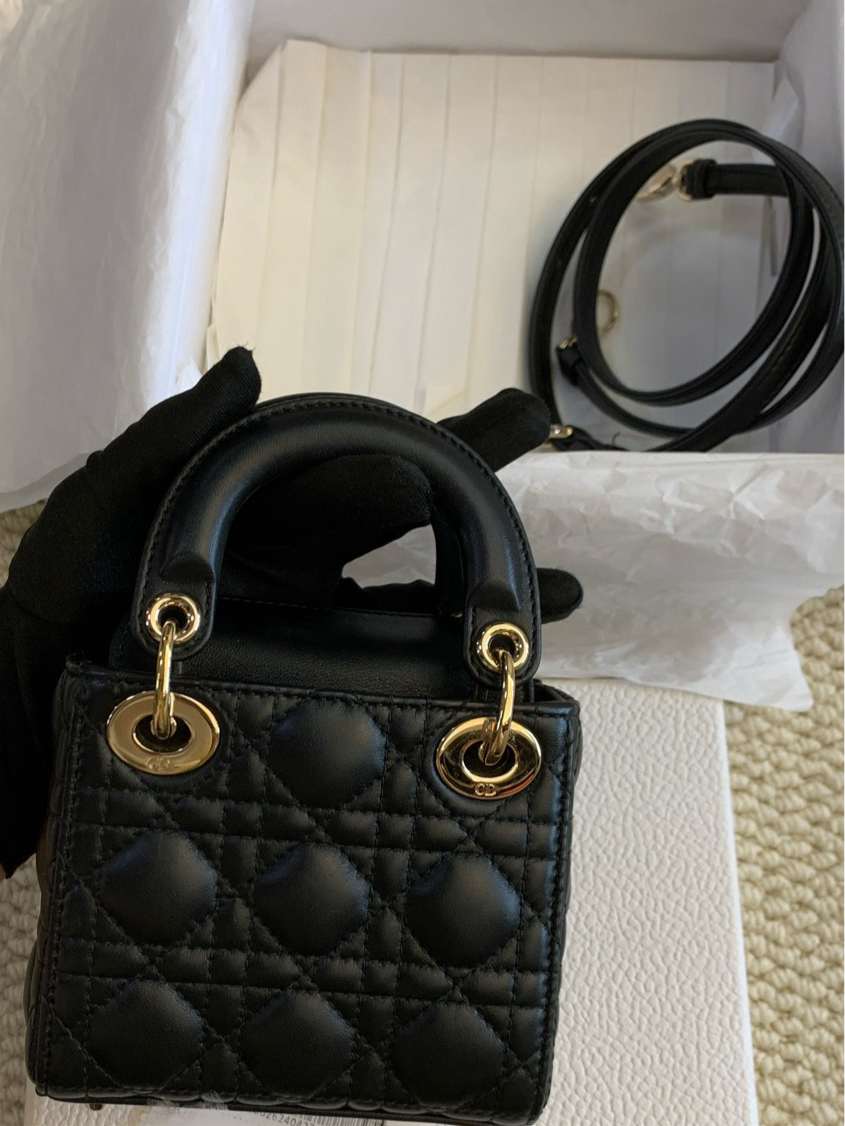 Lady Dior Black Leather Bag (7877580587068)