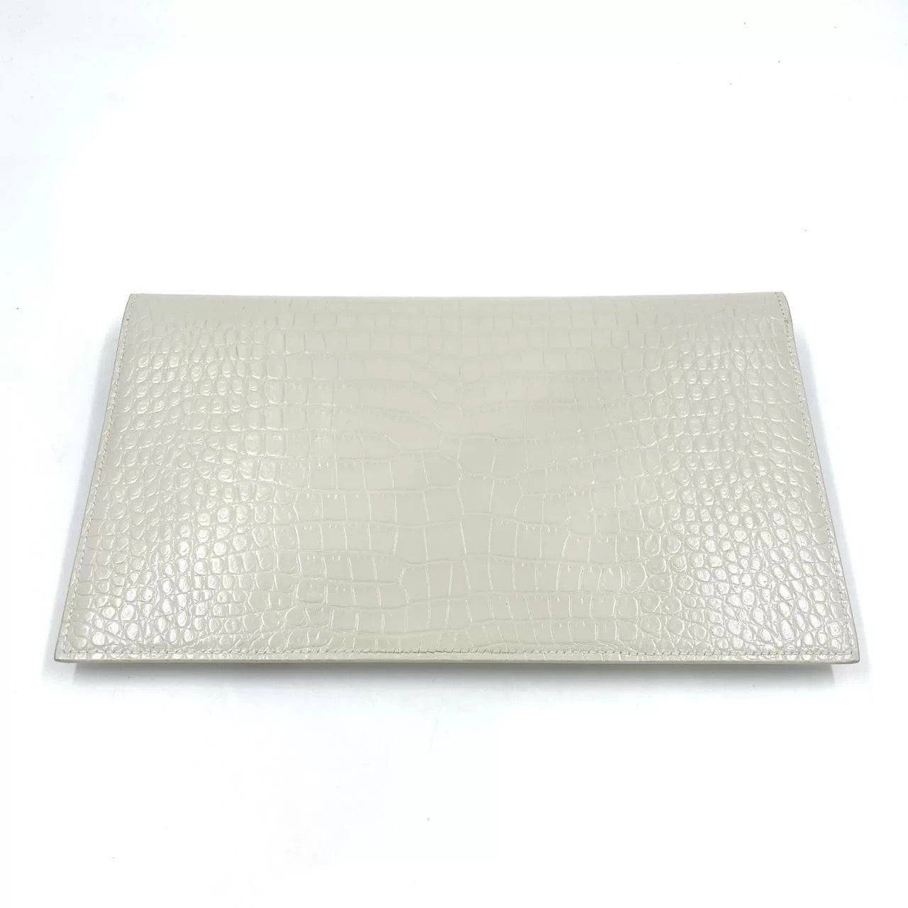 Saint Laurent Uptown Croc-Embossed Envelope Clutch (New)