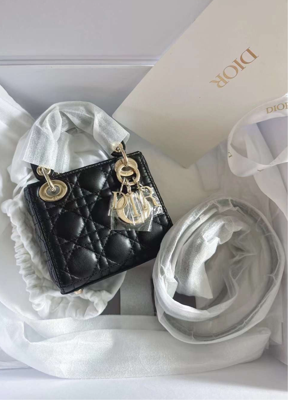 Lady Dior Black Leather Bag (7877580587068)