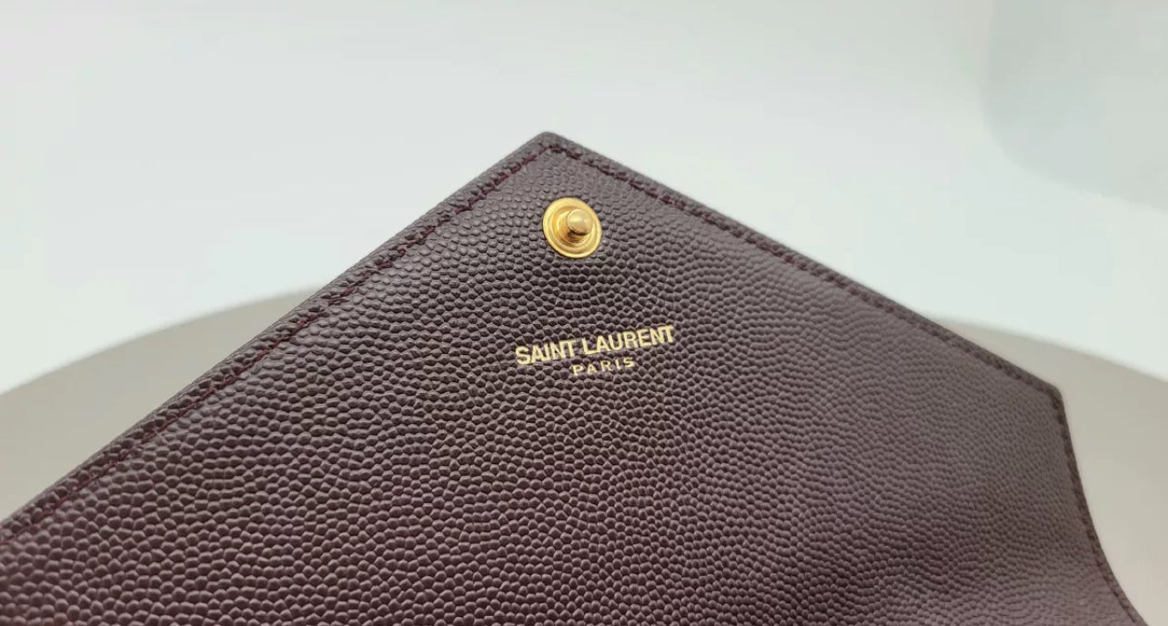 Saint Laurent Burgundy Grain De Poure Cassandre Matelasse Large Flap Wallet (7888803725372)