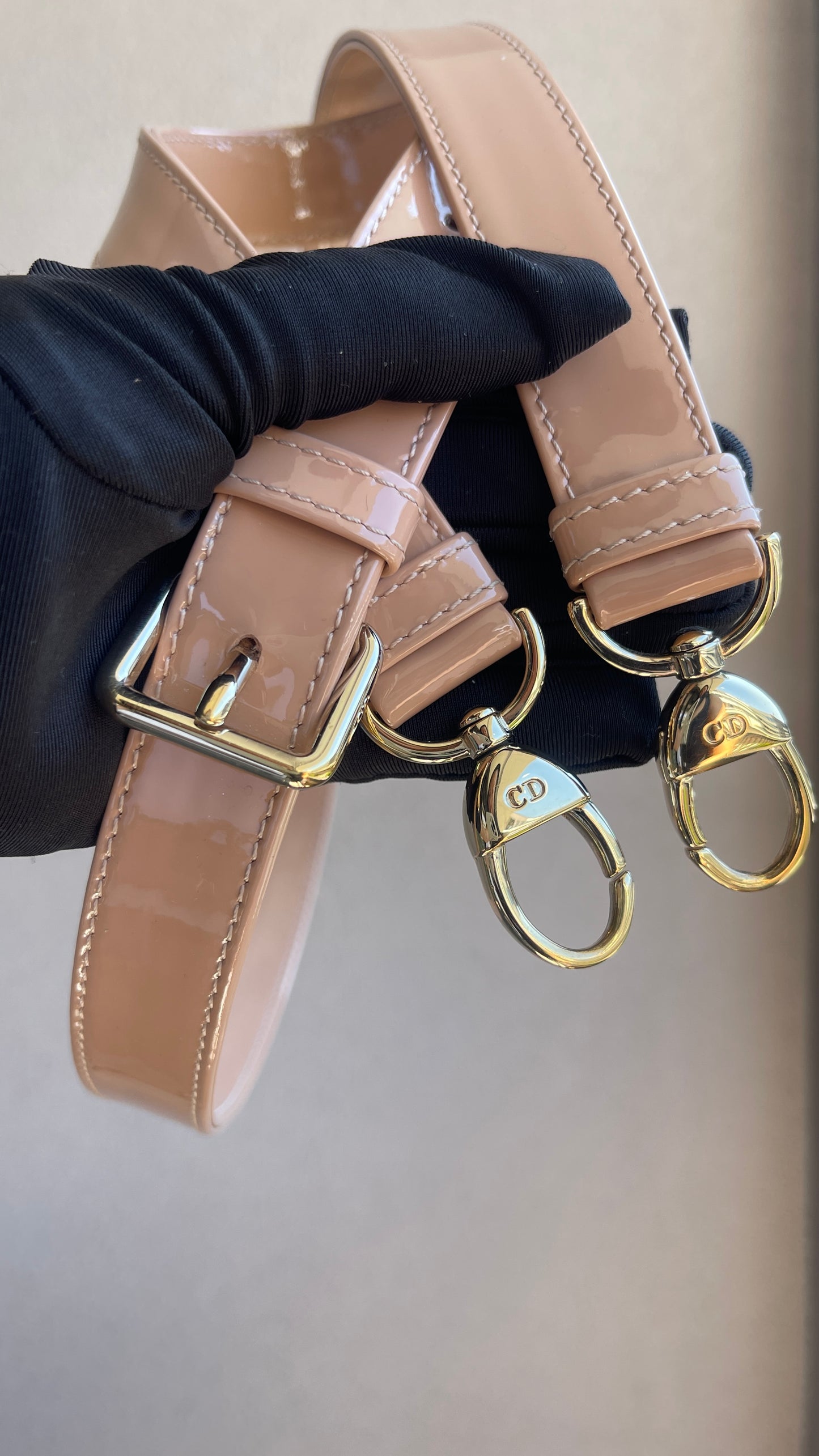 Dior Lady Dior Small Beige Patent Leather (7919533490236)