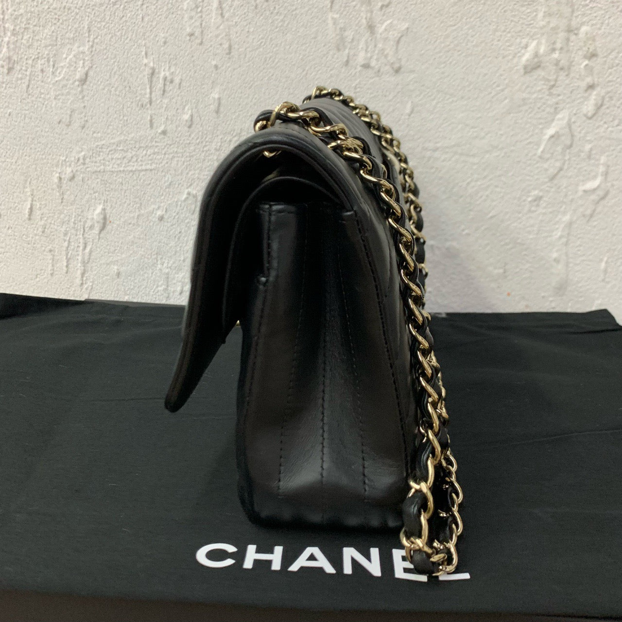 Chanel CF Medium Chevron Black Lambskin (7877718442044)