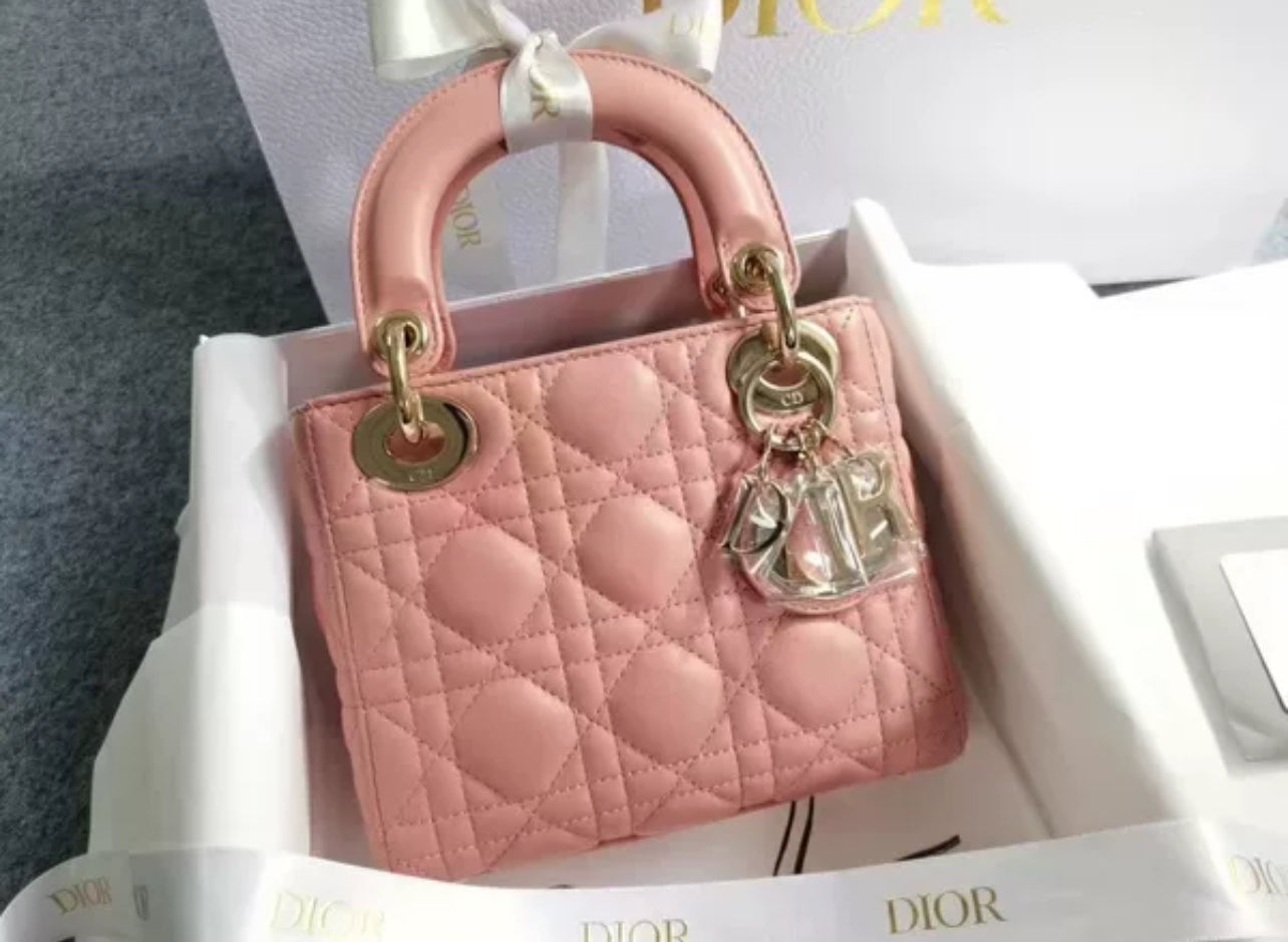 Christian Dior Mini Lambskin Cannage Lady Dior Pink (7876812832828)