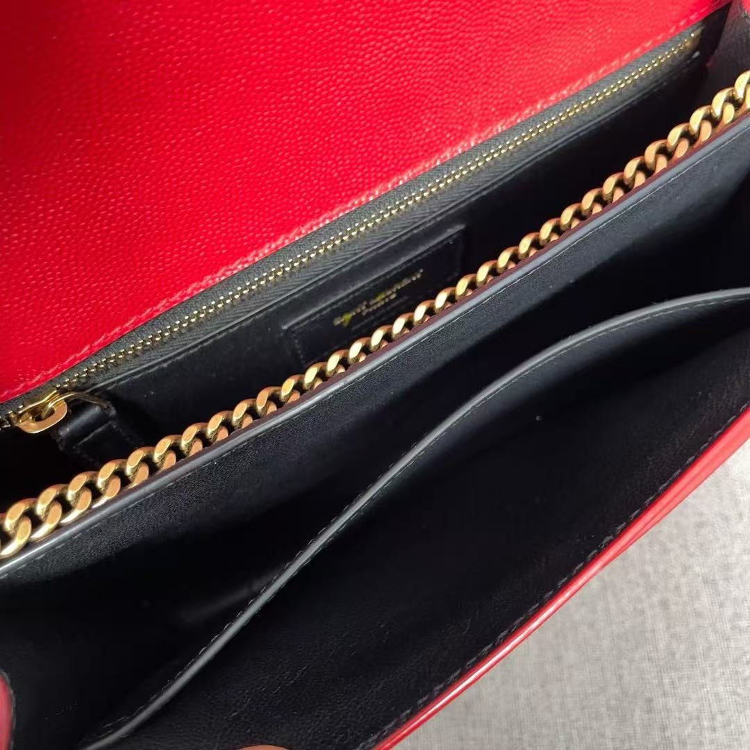 Saint Laurent Kate Chain Wallet in Red Leather - Brand New (7879290191932)