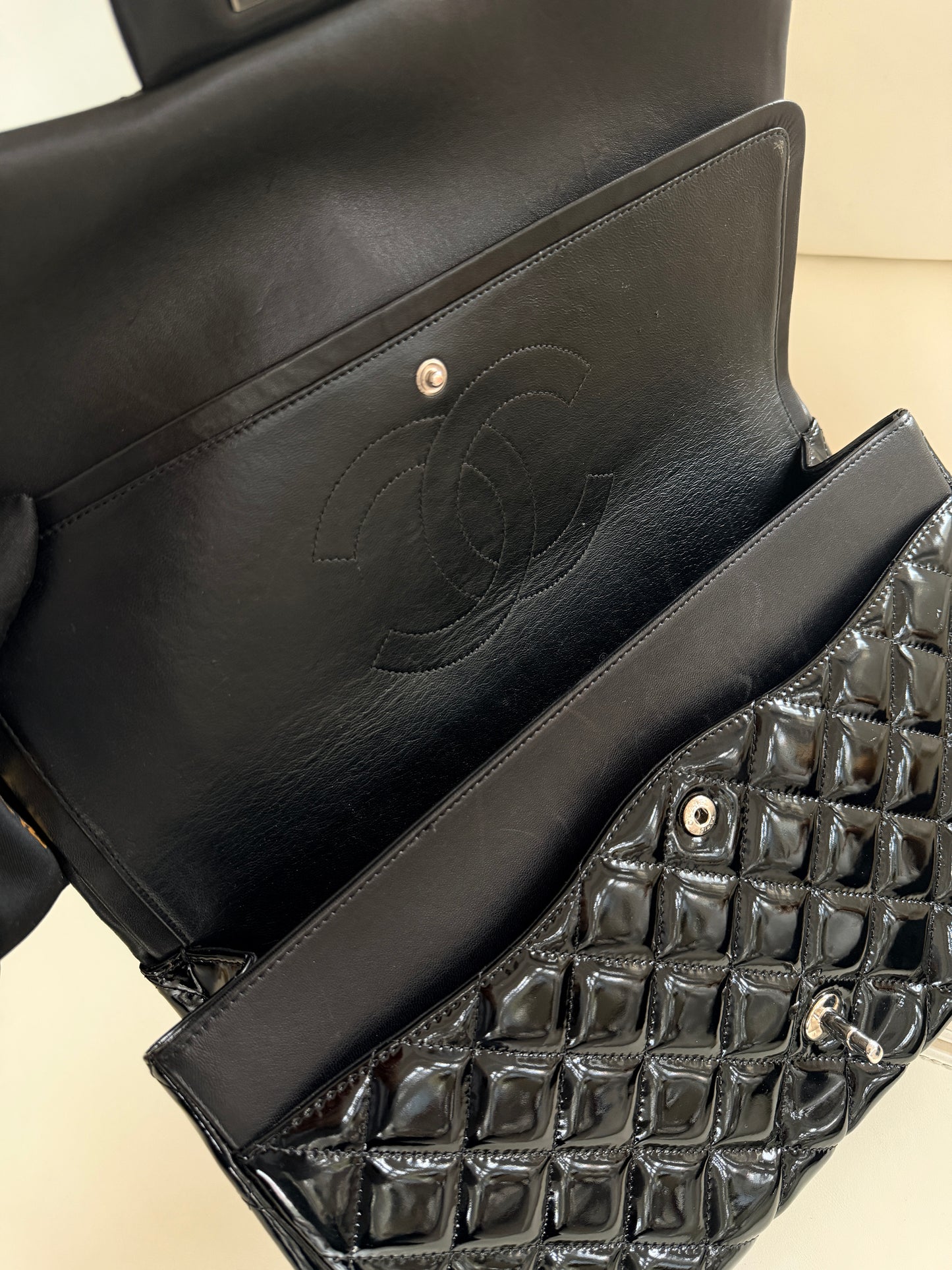 Chanel Classic Flap Jumbo Black Patent Leather