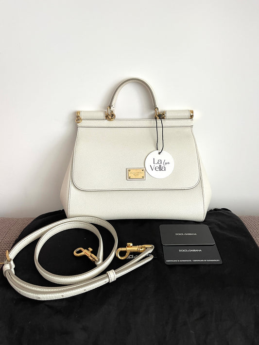 Dolce & Gabbana Medium Sicily Bag White (8369940365372)