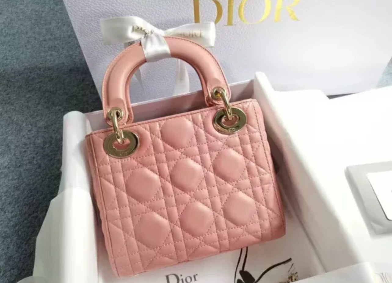 Christian Dior Mini Lambskin Cannage Lady Dior Pink (7876812832828)