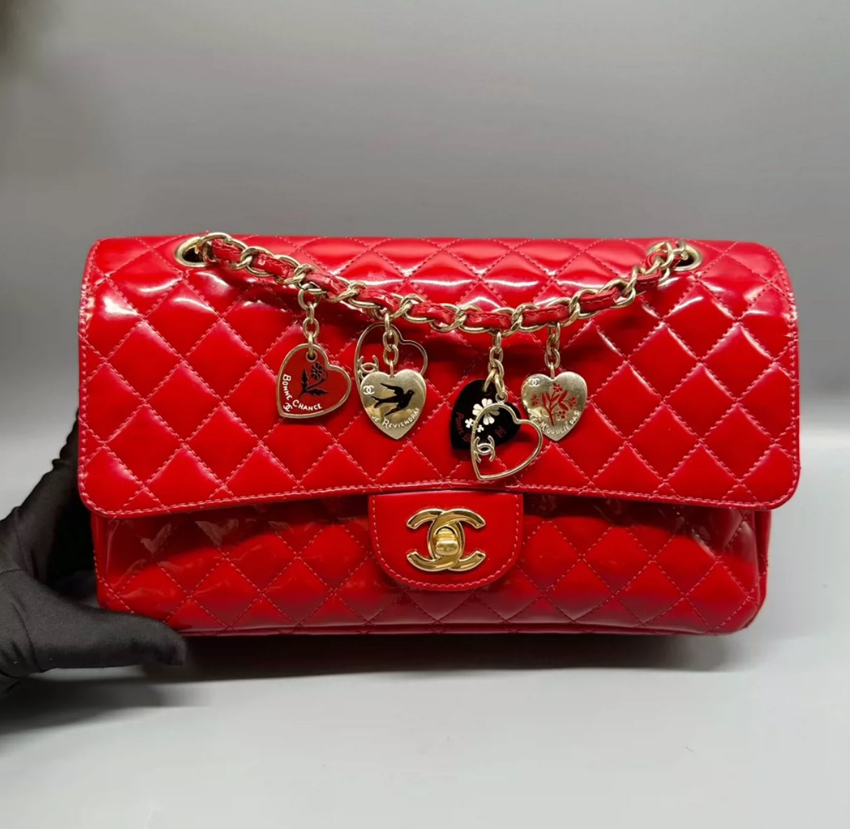 Chanel Classic Flap Bag with Heart Charms (7909385961532)