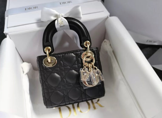 Christian Dior Lady Dior Micro Bag Lambskin Black (7891338068028)