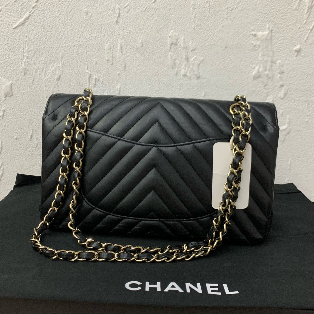 Chanel CF Medium Chevron Black Lambskin (7877718442044)