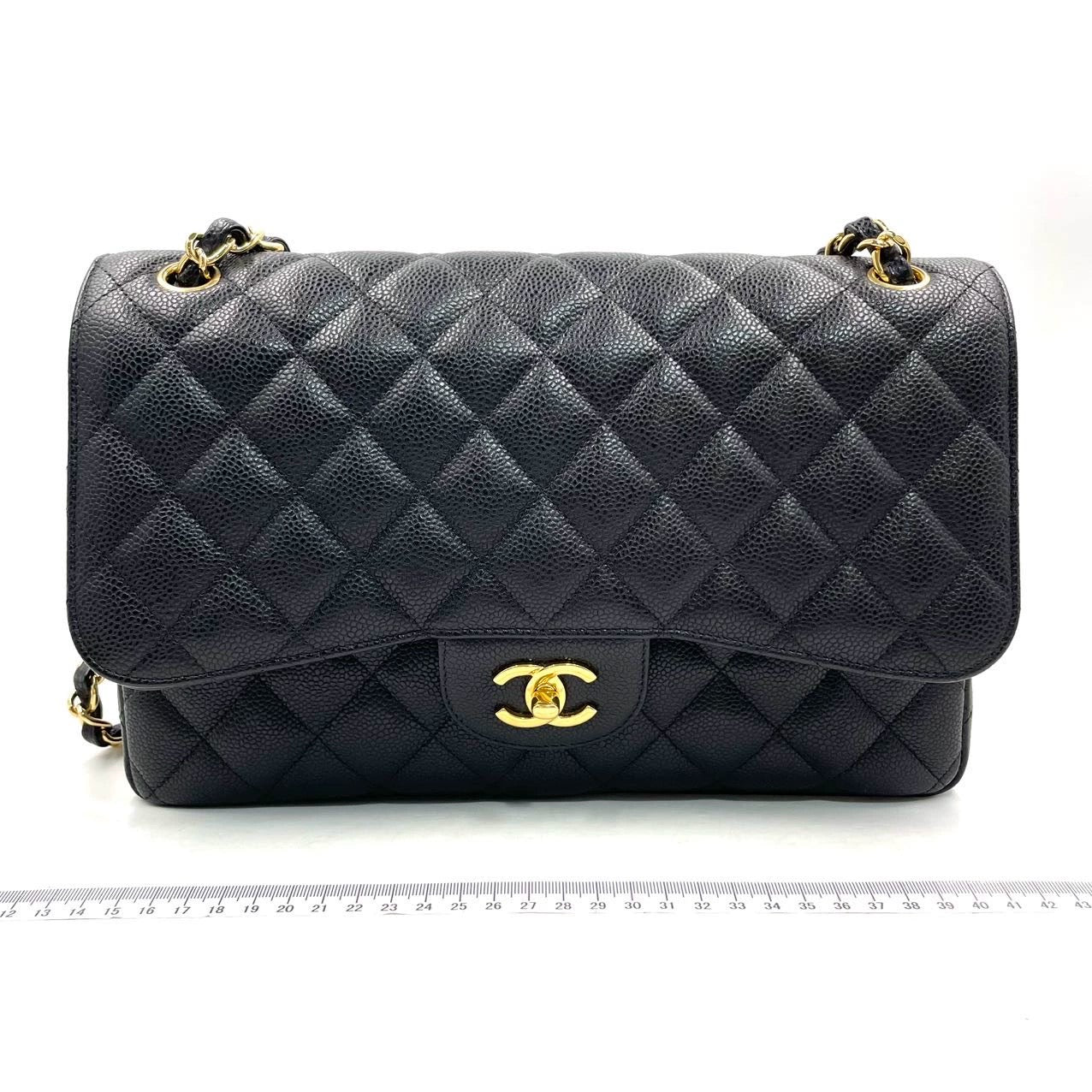 Chanel Classic Jumbo Flap Bag in Black Caviar Leather (7876795170876)