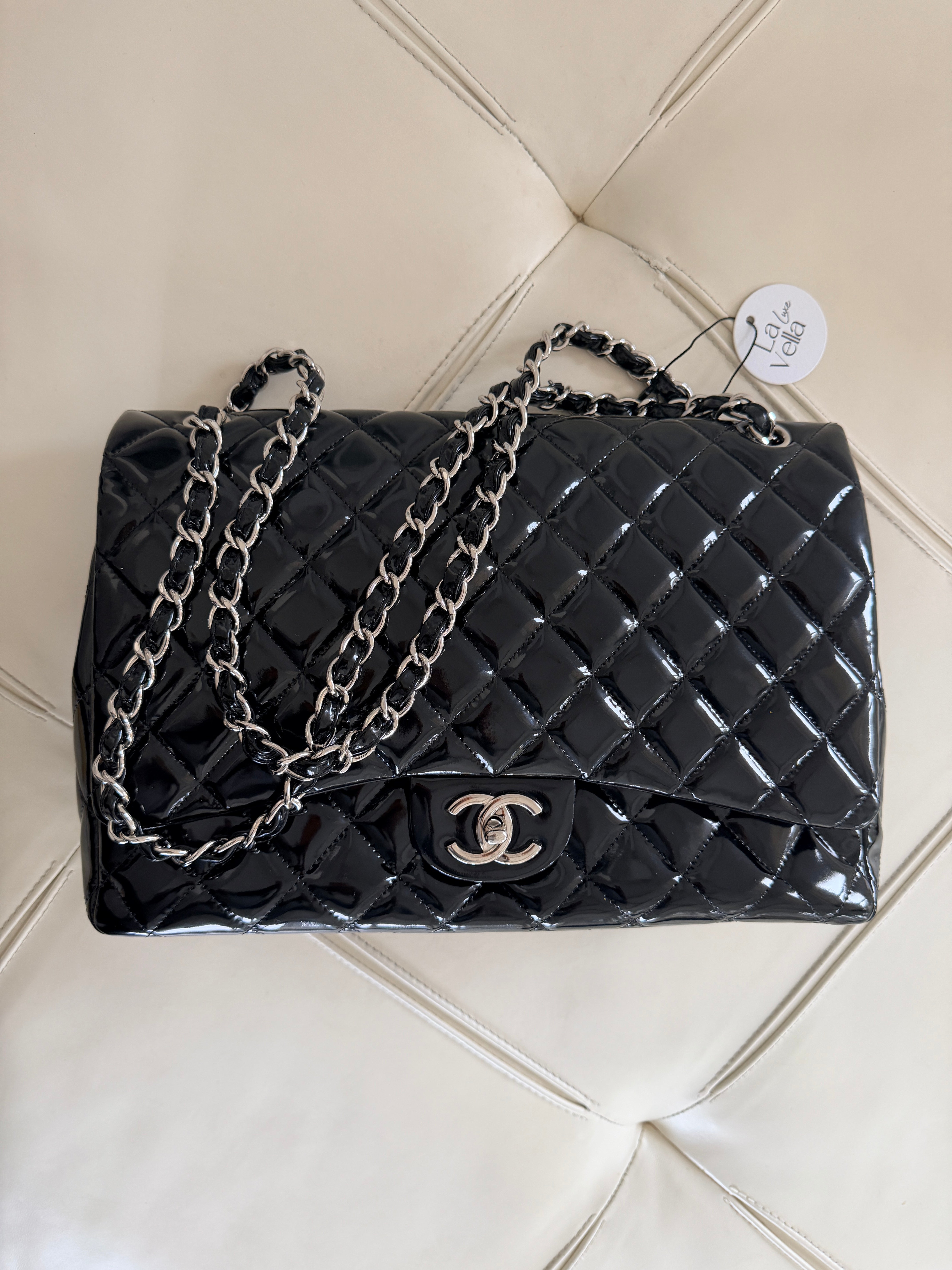 Chanel Classic Flap Jumbo Black Patent Leather – La Vella Luxe
