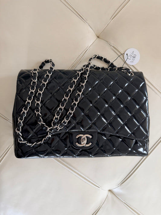Chanel Classic Flap Jumbo Black Patent Leather